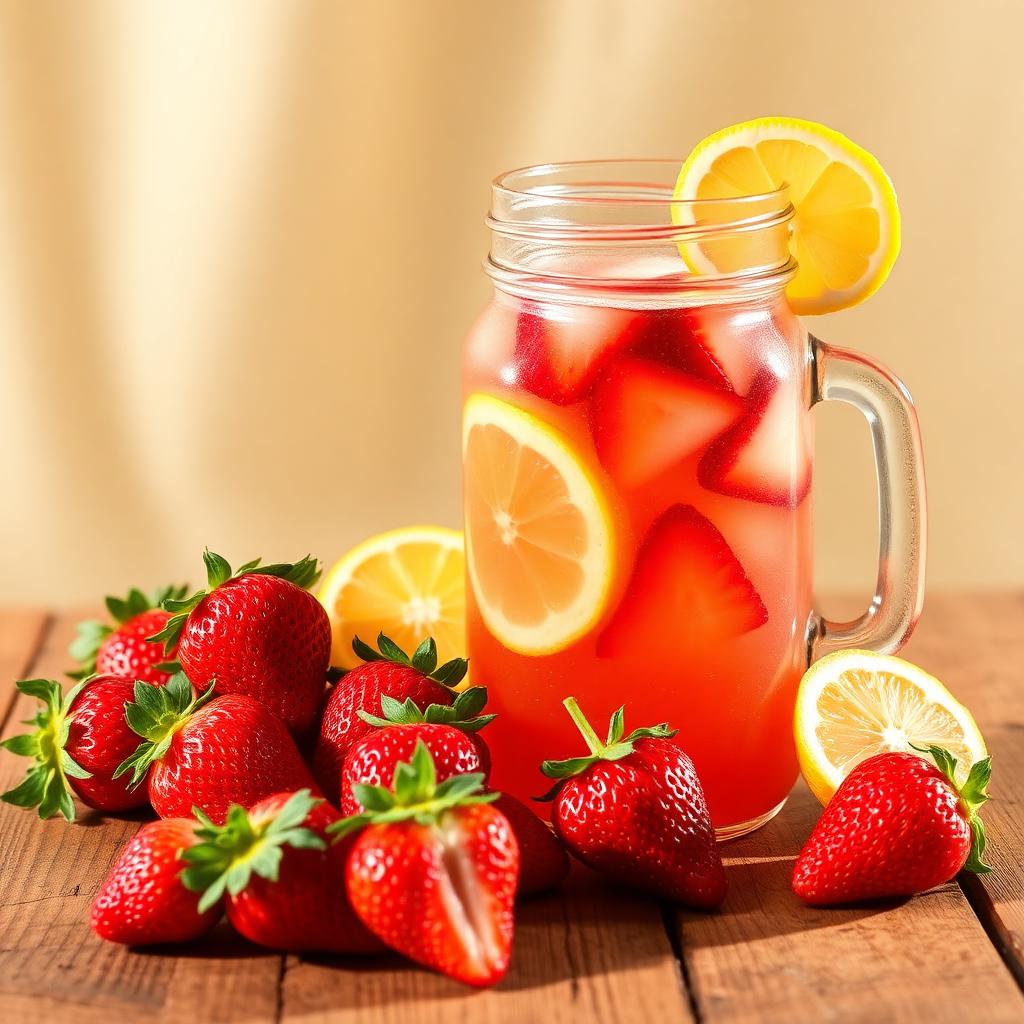Strawberry lemonade in a mason jar