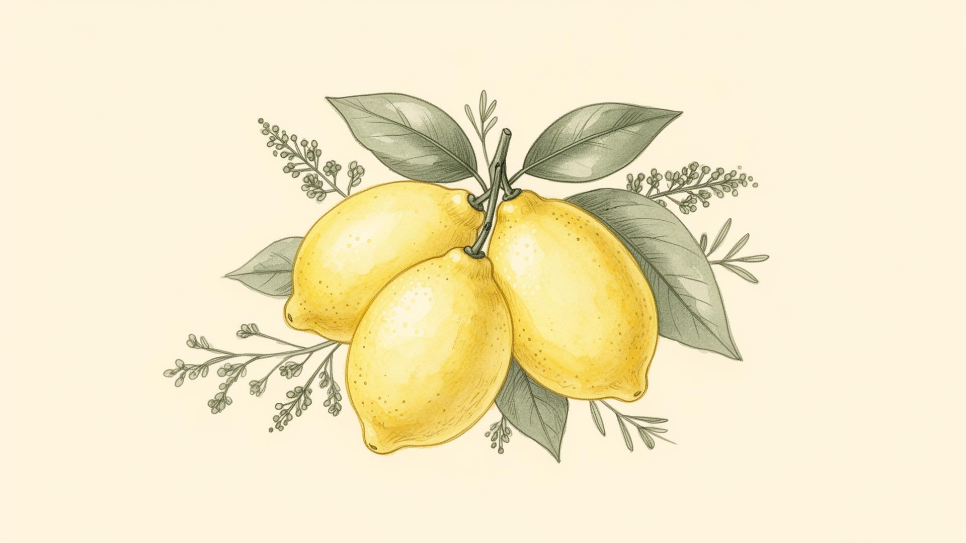 Watercolor lemons illustration